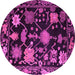 Round Machine Washable Abstract Pink Modern Rug, wshabs5112pnk