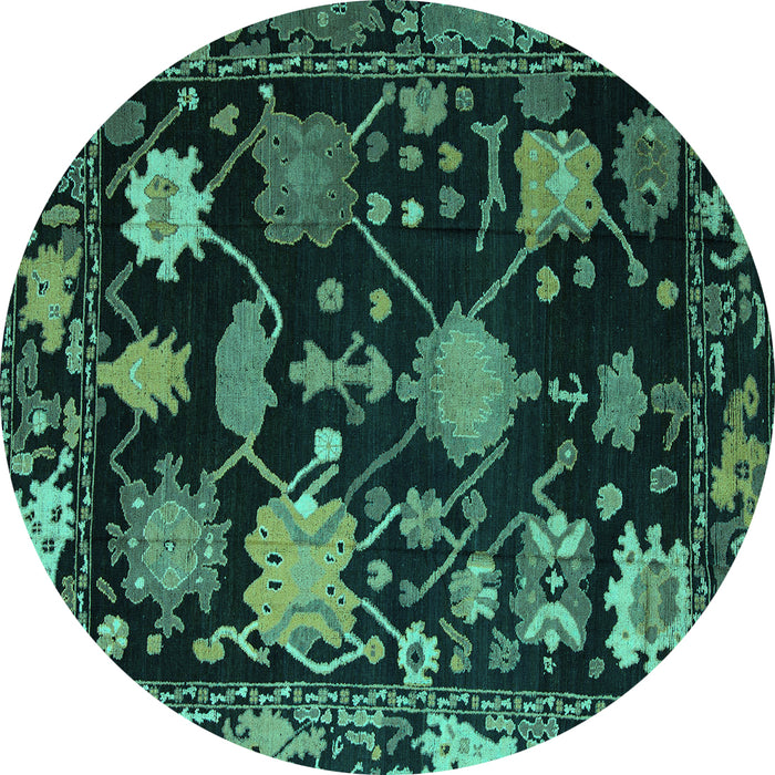 Round Abstract Turquoise Modern Rug, abs5112turq