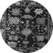 Round Machine Washable Abstract Gray Modern Rug, wshabs5112gry