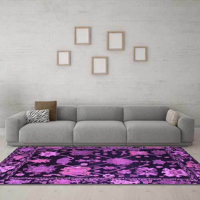 Machine Washable Abstract Purple Modern Area Rugs in a Living Room, wshabs5112pur