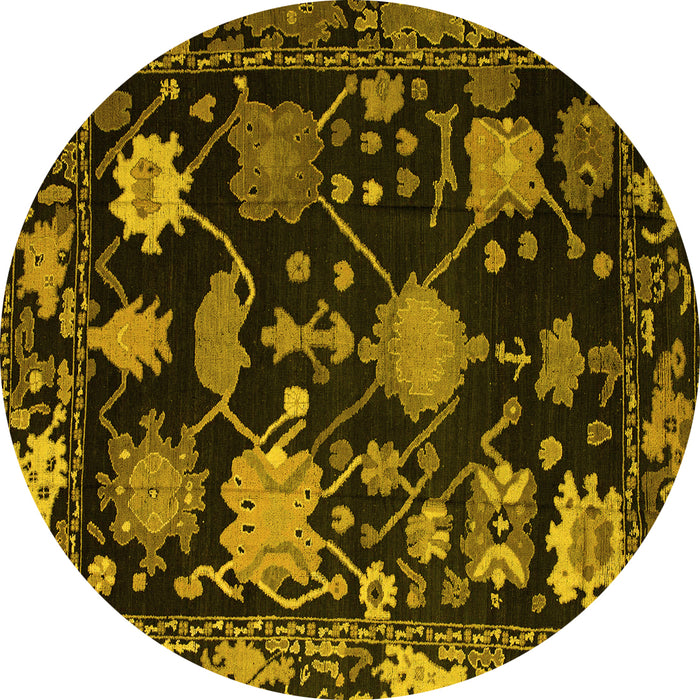 Round Machine Washable Abstract Yellow Modern Rug, wshabs5112yw