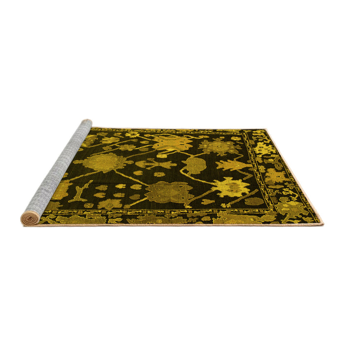 Sideview of Machine Washable Abstract Yellow Modern Rug, wshabs5112yw