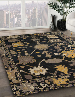 Machine Washable Abstract Dark Gold Brown Rug in a Family Room, wshabs5112