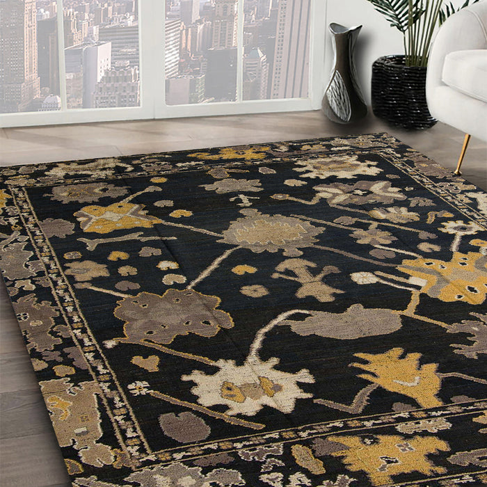 Machine Washable Abstract Dark Gold Brown Rug in a Family Room, wshabs5112