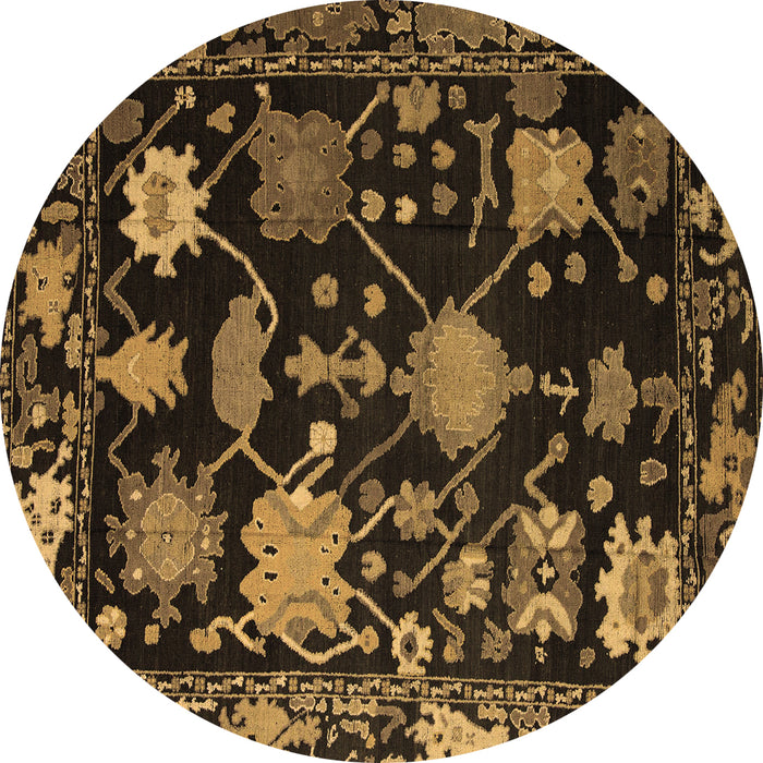 Round Abstract Brown Modern Rug, abs5112brn