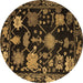 Round Abstract Brown Modern Rug, abs5112brn