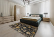 Abstract Dark Gold Brown Modern Rug in a Bedroom, abs5112