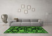 Machine Washable Abstract Green Modern Area Rugs in a Living Room,, wshabs5112grn