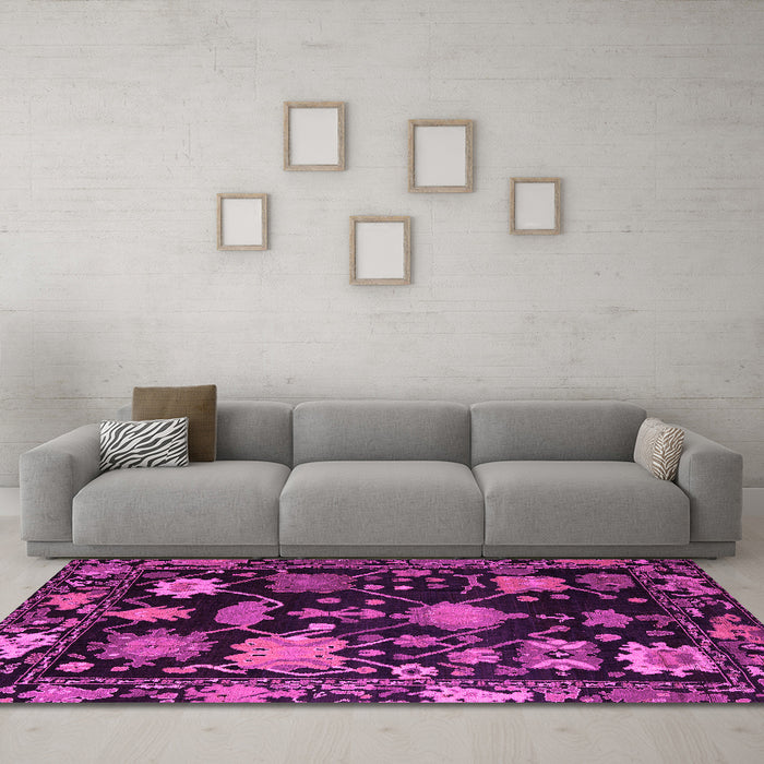 Machine Washable Abstract Pink Modern Rug in a Living Room, wshabs5112pnk