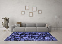 Machine Washable Abstract Blue Modern Rug, wshabs5112blu