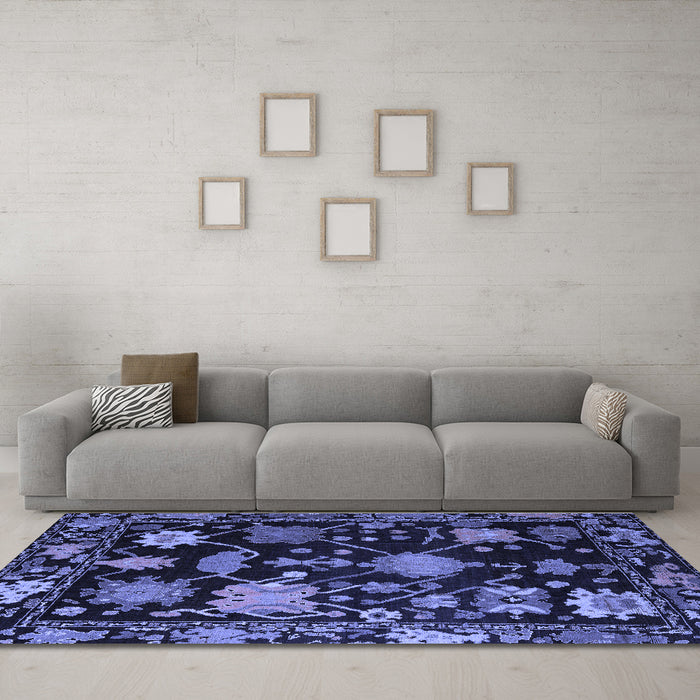 Machine Washable Abstract Blue Modern Rug in a Living Room, wshabs5112blu