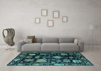 Machine Washable Abstract Light Blue Modern Rug, wshabs5112lblu