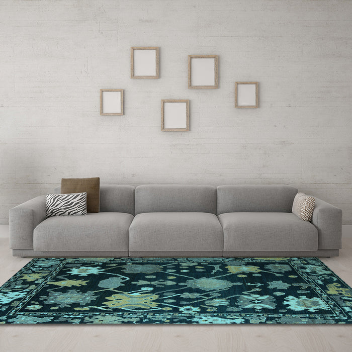 Machine Washable Abstract Light Blue Modern Rug in a Living Room, wshabs5112lblu
