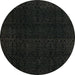 Round Abstract Black Modern Rug, abs5113