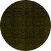 Round Abstract Yellow Modern Rug, abs5113yw