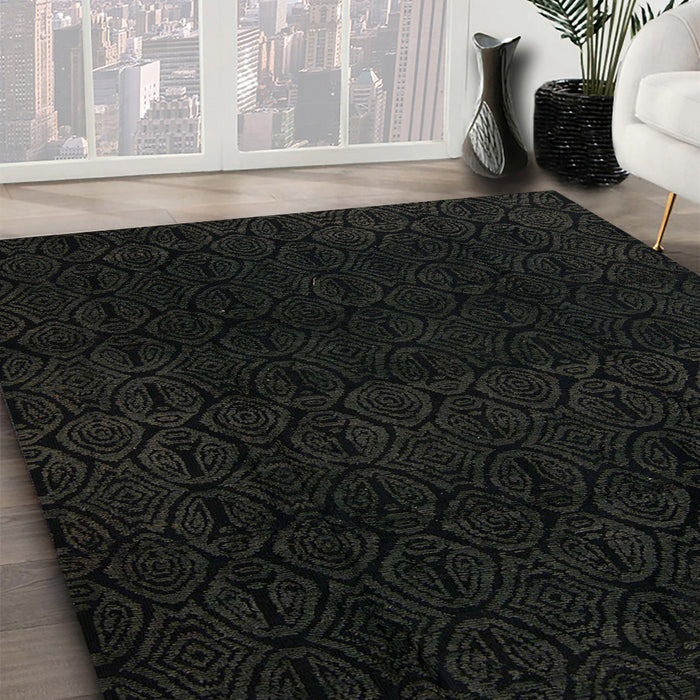 Machine Washable Abstract Black Rug in a Family Room, wshabs5113