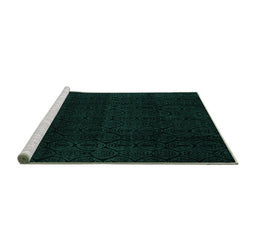 Sideview of Machine Washable Abstract Turquoise Modern Area Rugs, wshabs5113turq