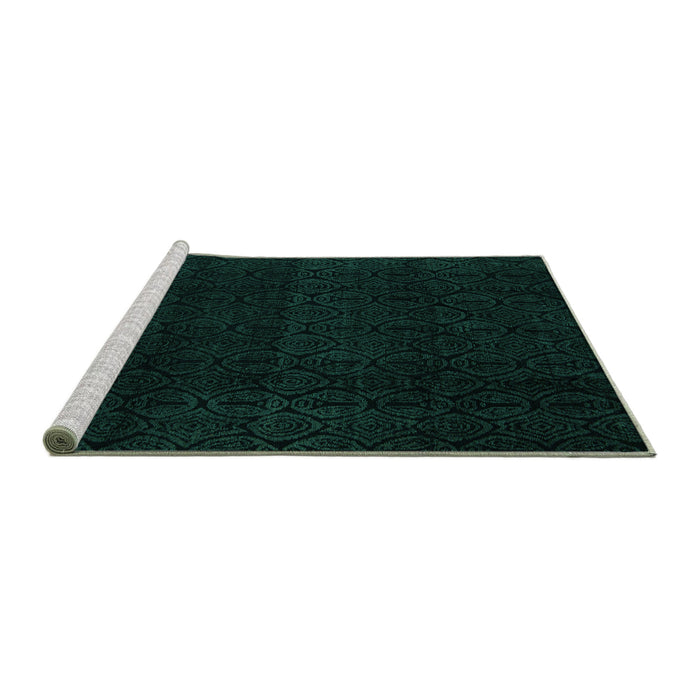 Sideview of Machine Washable Abstract Turquoise Modern Area Rugs, wshabs5113turq