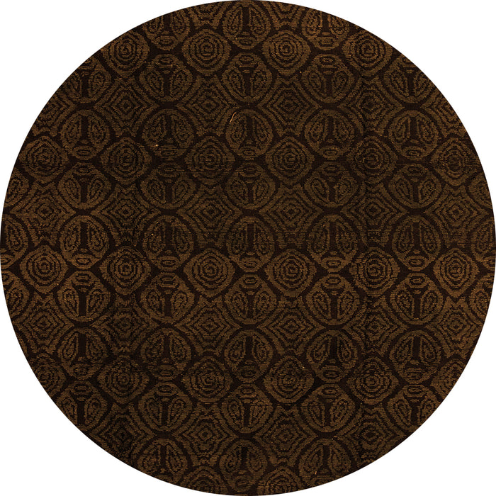 Round Machine Washable Abstract Orange Modern Area Rugs, wshabs5113org