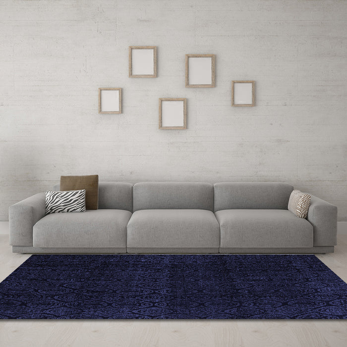 Machine Washable Abstract Blue Modern Rug in a Living Room, wshabs5113blu