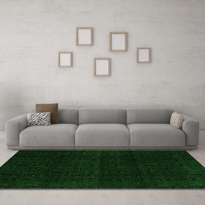 Machine Washable Abstract Green Modern Area Rugs in a Living Room,, wshabs5113grn