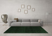 Machine Washable Abstract Emerald Green Modern Area Rugs in a Living Room,, wshabs5113emgrn