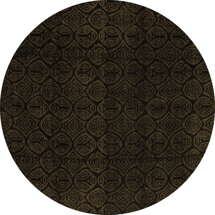 Round Machine Washable Abstract Brown Modern Rug, wshabs5113brn