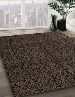 Abstract Coffee Brown Modern Rug in Family Room, abs5114