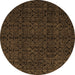 Round Machine Washable Abstract Brown Modern Rug, wshabs5114brn