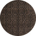 Round Machine Washable Abstract Coffee Brown Rug, wshabs5114