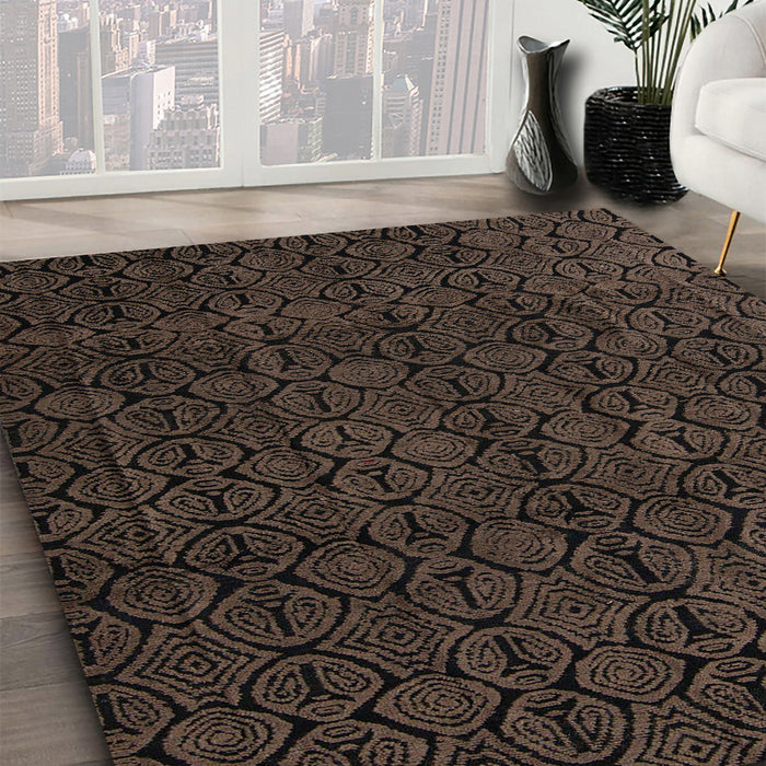 Machine Washable Abstract Coffee Brown Rug in a Family Room, wshabs5114