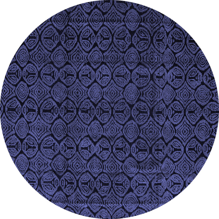 Round Abstract Blue Modern Rug, abs5114blu
