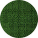 Round Machine Washable Abstract Green Modern Area Rugs, wshabs5114grn