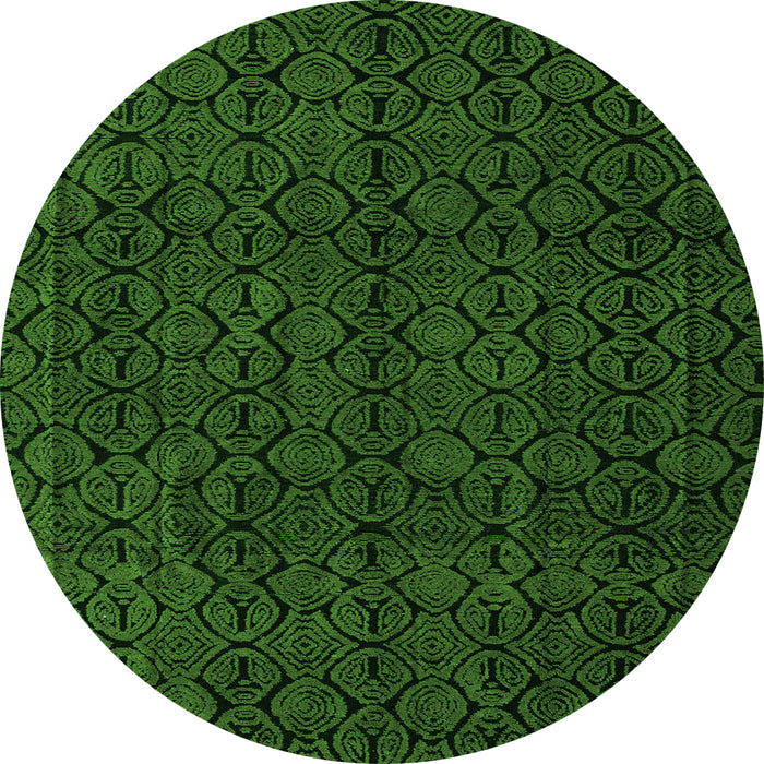 Round Abstract Green Modern Rug, abs5114grn