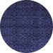 Round Machine Washable Abstract Blue Modern Rug, wshabs5114blu