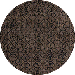 Round Abstract Coffee Brown Modern Rug, abs5114