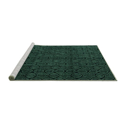 Sideview of Machine Washable Abstract Turquoise Modern Area Rugs, wshabs5114turq