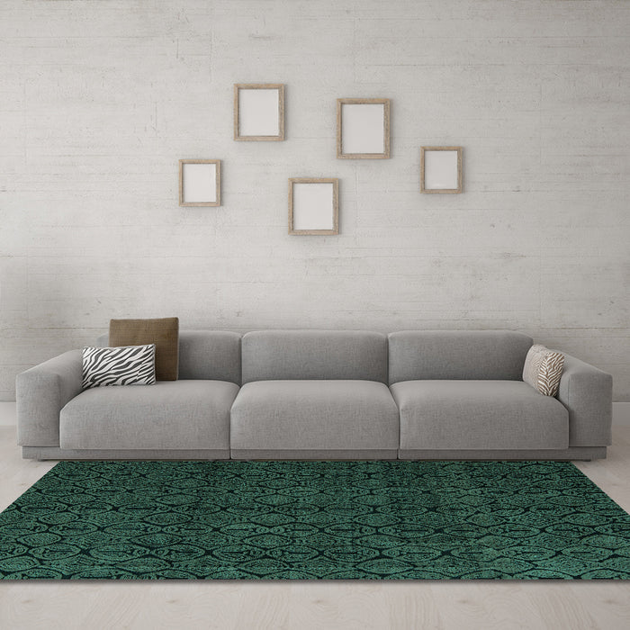 Machine Washable Abstract Turquoise Modern Area Rugs in a Living Room,, wshabs5114turq