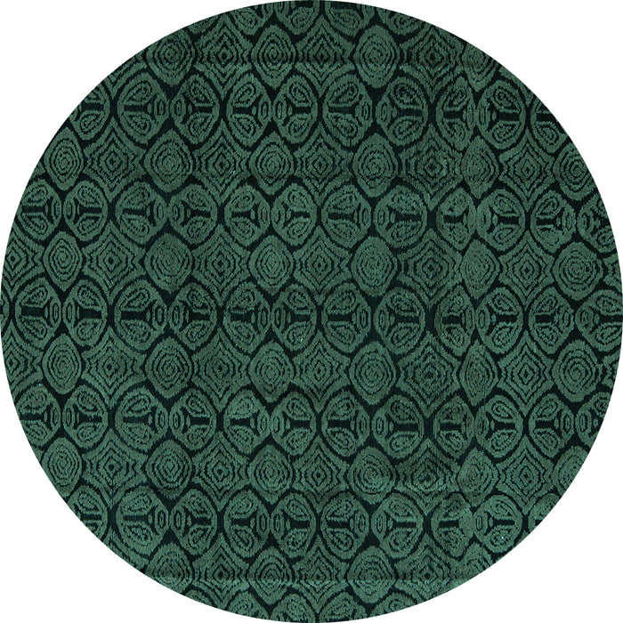 Round Abstract Turquoise Modern Rug, abs5114turq