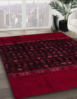 Abstract Chocolate Brown Modern Rug in Family Room, abs5115