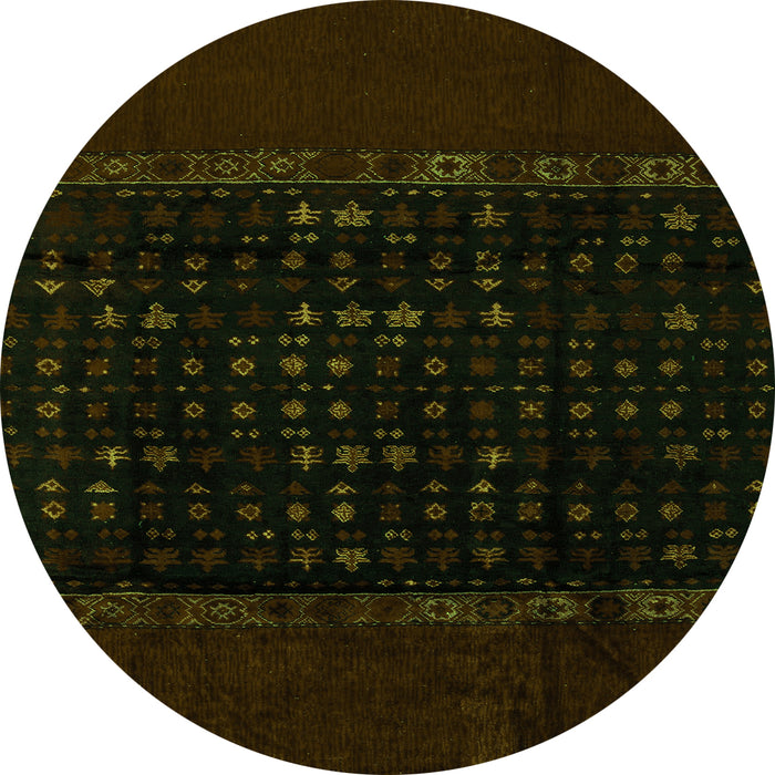 Round Abstract Green Modern Rug, abs5115grn