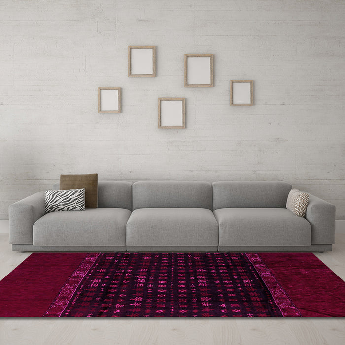 Machine Washable Abstract Pink Modern Rug in a Living Room, wshabs5115pnk