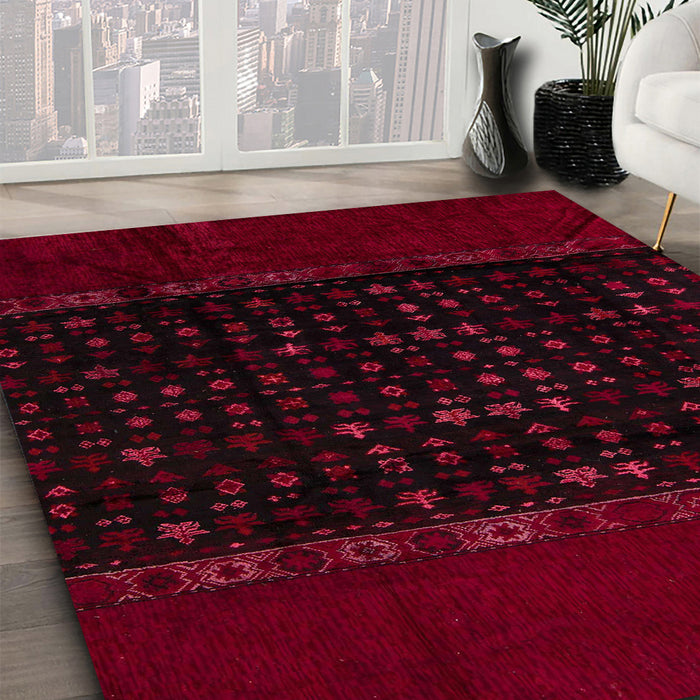 Abstract Chocolate Brown Modern Rug in Family Room, abs5115