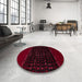 Round Abstract Chocolate Brown Modern Rug in a Office, abs5115