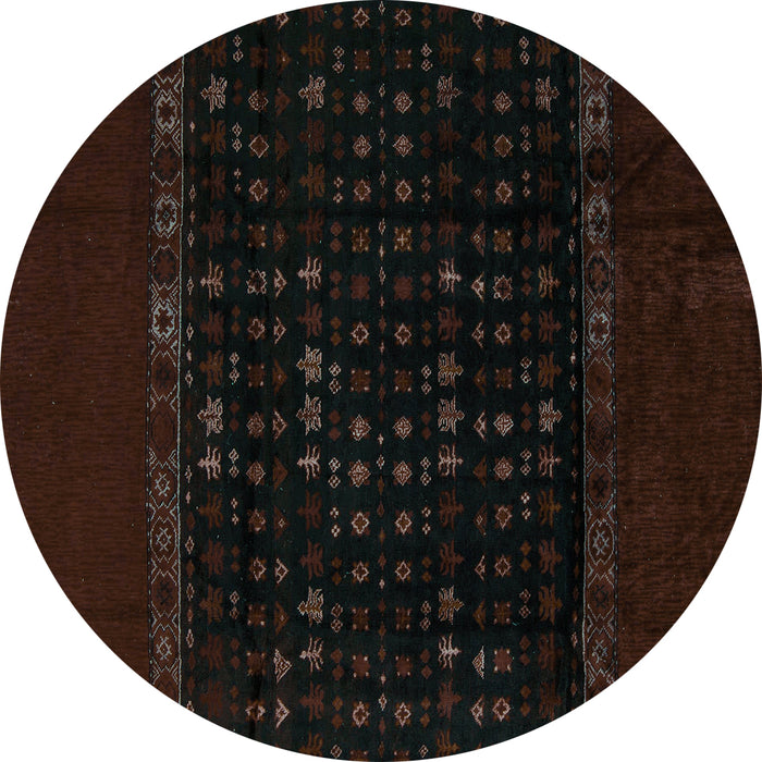 Round Abstract Turquoise Modern Rug, abs5115turq