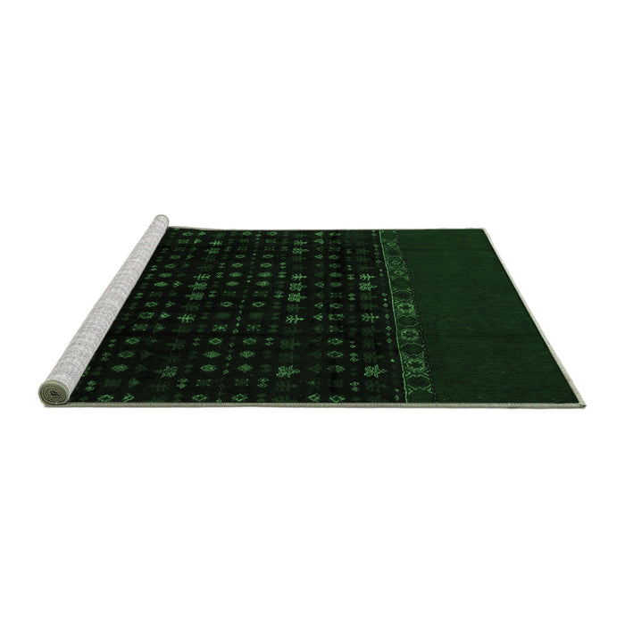 Sideview of Machine Washable Abstract Emerald Green Modern Area Rugs, wshabs5115emgrn