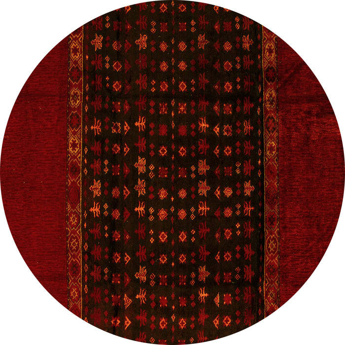 Round Abstract Yellow Modern Rug, abs5115yw