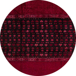 Round Abstract Chocolate Brown Modern Rug, abs5115