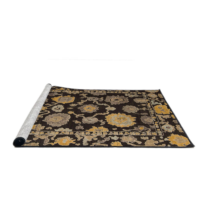 Sideview of Machine Washable Abstract Peru Brown Rug, wshabs5116