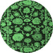 Round Oriental Emerald Green Traditional Rug, abs5116emgrn